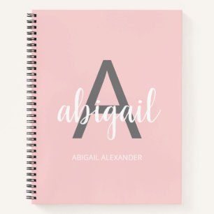 Cuaderno Rubor Rosa Femenino Moderno Monograma Nombre