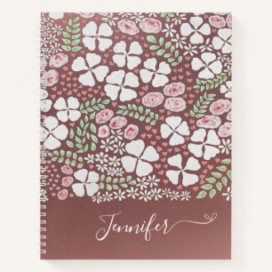 Cuaderno Rubor Roses rosas blancas patrón floral Rosa oro