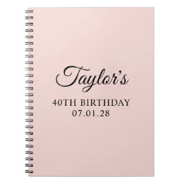 Cuaderno Rubor y Negro Elegante Script Cumpleaños 40