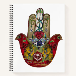Cuaderno Ruby Pomegranate Heart Red Bird Hamsa