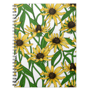 Cuaderno Rudbekia amarilla sobre blanco