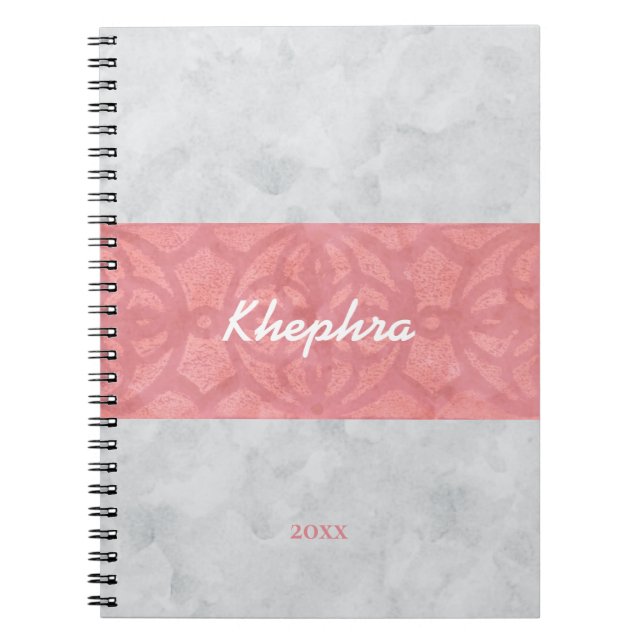 Cuaderno Ruddy Pink Batik Gray Water Name and Year (Frente)