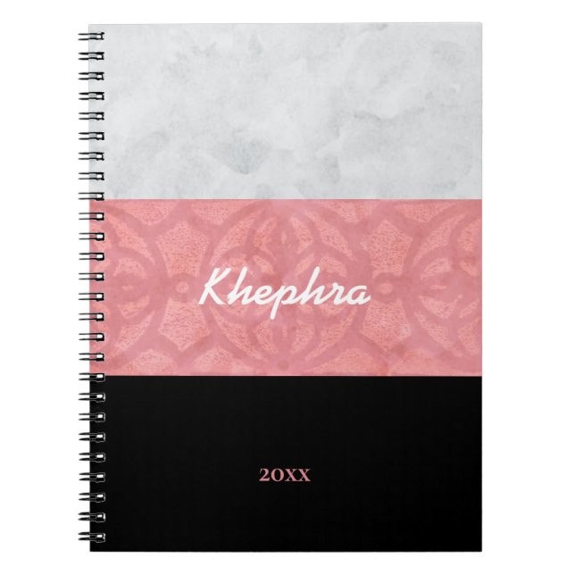 Cuaderno Ruddy Pink Batik Gray Water Name and Year (Frente)