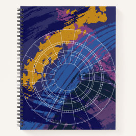 Cuaderno Rueda astrológica azul púrpura amarilla abstracta