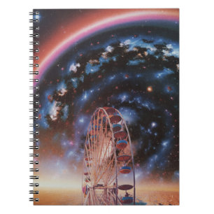 Cuaderno Rueda Cósmica de Ferris Bajo una Galaxia de Neón
