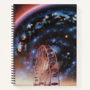Cuaderno Rueda Cósmica de Ferris Bajo una Galaxia de Neón