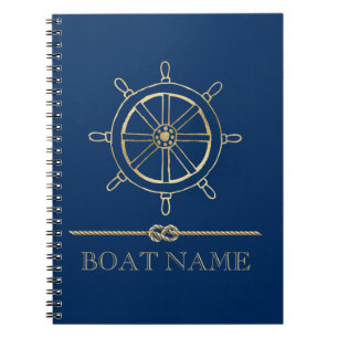 Cuaderno Rueda de Barco de Oro Náutico, Azul Marino