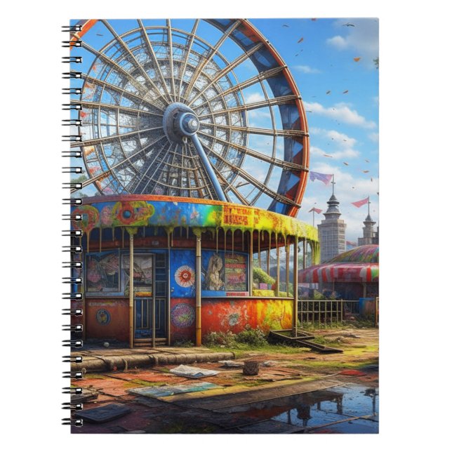 Cuaderno Rueda de Ferris de carnaval abandonado Arte de IA (Frente)