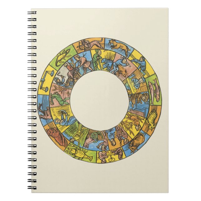 Cuaderno Rueda zodiacal celeste vintage y astrología (Frente)