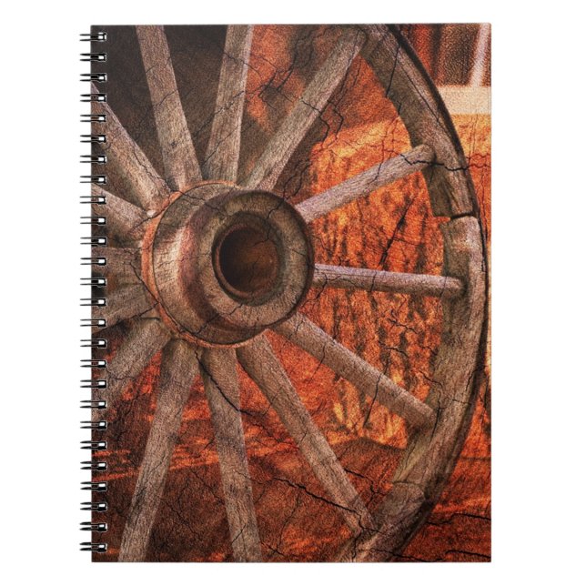 Cuaderno Ruedas rusticas de vagón herradura estilo occident (Frente)