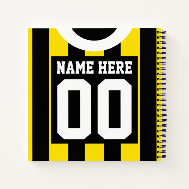 Cuaderno Rugby de Fútbol de Personalizado Negro y Oro de Je (Reverso)