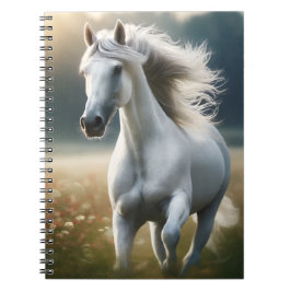 Cuaderno Running White Horse – Graceful Equine Freedom