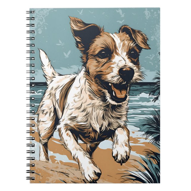 Cuaderno Russel-terrier en la playa (Frente)