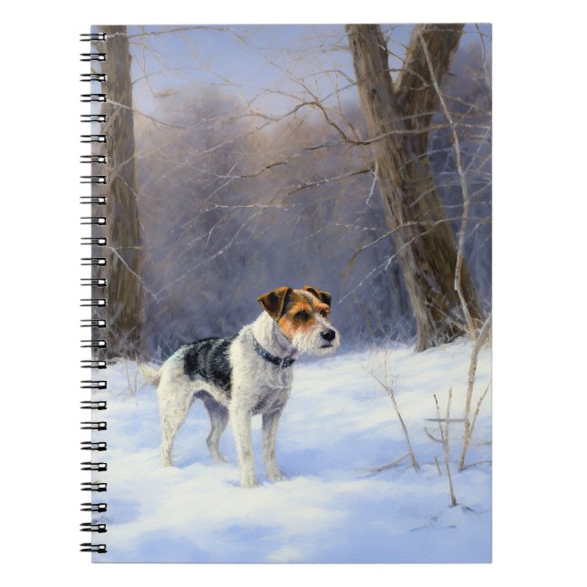 Cuaderno Russell Terrier deja que nieve Navidades (Frente)