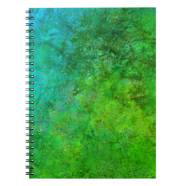 Cuaderno Rust industrial inspirado en el arte azul verde (Frente)