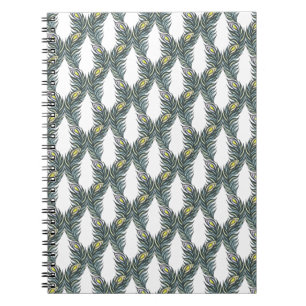 Cuaderno Rustic black, green and white Peacock feathers