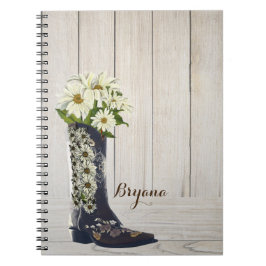 Cuaderno Rustic Country Boot with Daisies