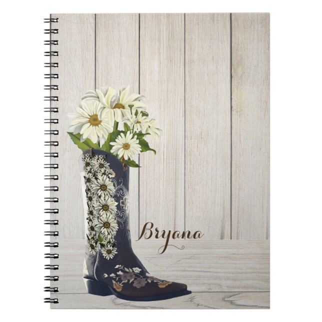 Cuaderno Rustic Country Boot with Daisies (Frente)