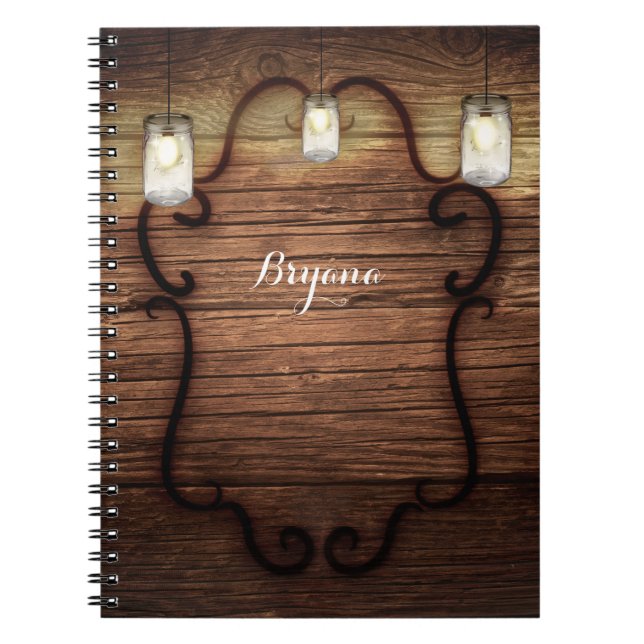 Cuaderno Rustic Country Wood & Lighted Mason Jars (Frente)