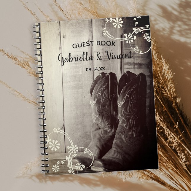 Cuaderno Rustic Cowboy Boots Flowers Western Wedding (Subido por el creador)