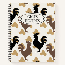 Cuaderno Rustic Folk Art Rooster Pattern, Farmhouse Recipe