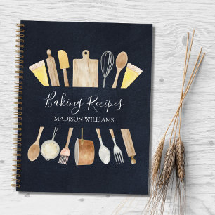 Cuaderno Rustic Kitchen Utensils Black Baking Recipe Book