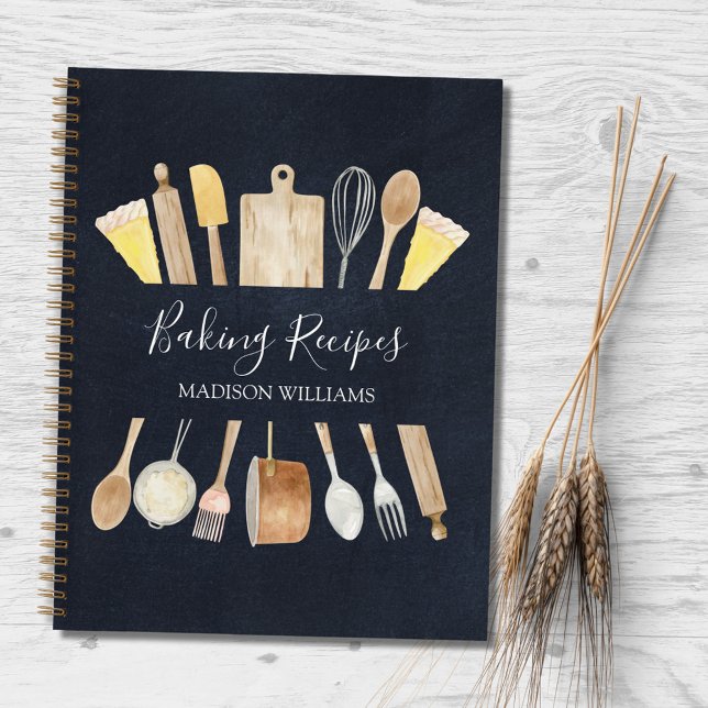 Cuaderno Rustic Kitchen Utensils Black Baking Recipe Book (In situ)