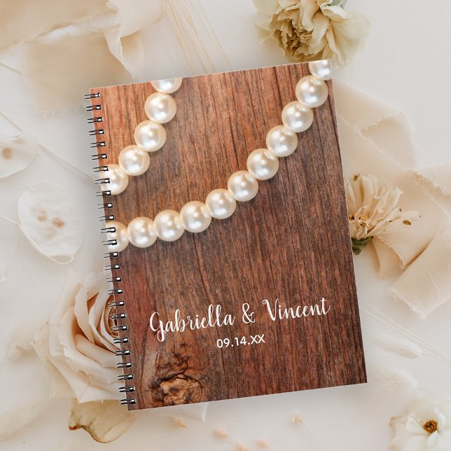 Cuaderno Rustic Pearls Barn Wood Country Wedding Guest Book (Subido por el creador)