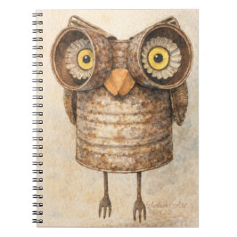 Cuaderno Rustic Recycled Owl Watercolor Art