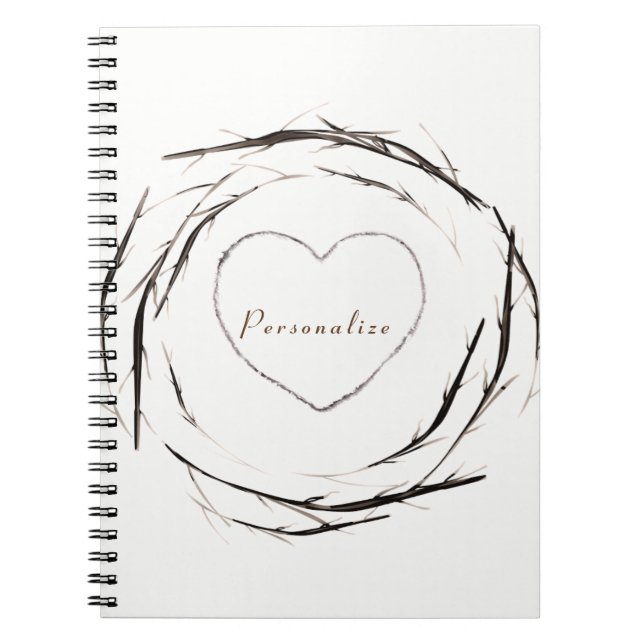 Cuaderno Rustic Sticks Twigs Branks Wreath Personalizado Jo (Frente)