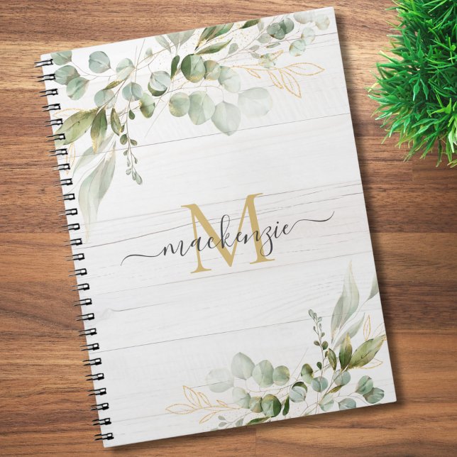 Cuaderno Rustic Watercolor Eucalyptus Monogram (Subido por el creador)