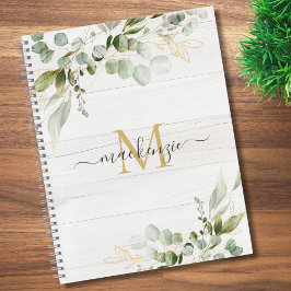 Cuaderno Rustic Watercolor Eucalyptus Monogram
