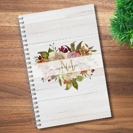 Cuaderno Rustic Watercolor Rose Bouquet Monogram