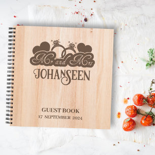 Cuaderno Rustic Wood Boda Elegant Mr. y Mrs. Guest book