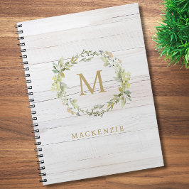 Cuaderno Rustic Wood Floral Watercolor Monogram