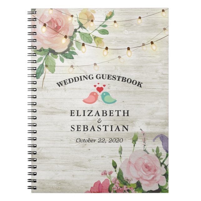 Cuaderno Rustic Wood String ilumina el libro de visitas del (Frente)