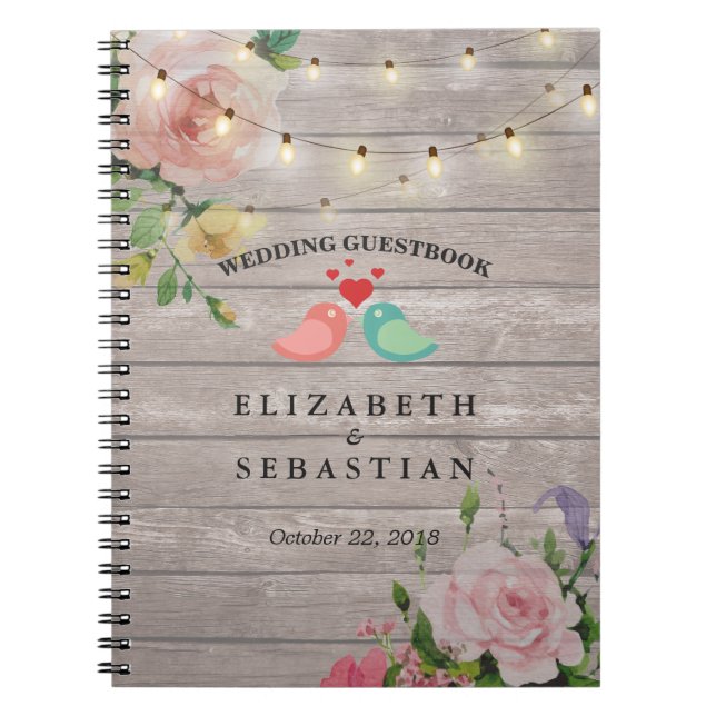 Cuaderno Rustic Wood String ilumina el libro de visitas del (Frente)