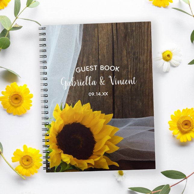 Cuaderno Rustic Yellow Sunflower and Barn Wood Wedding (Subido por el creador)