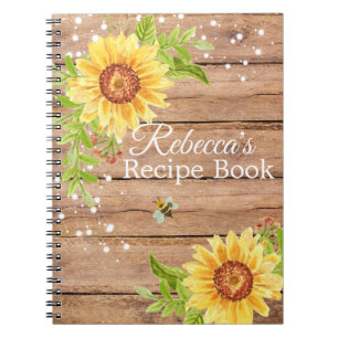 Cuaderno Rustic Yellow Sunflower Recipe