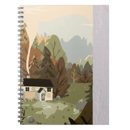 Cuaderno Rústica Cottage Autumn Landscape Art