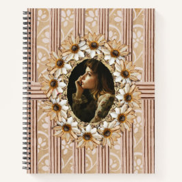 Cuaderno Rústica de flor de girasol a presión