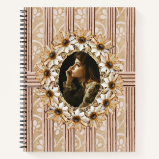 Cuaderno Rústica de flor de girasol a presión