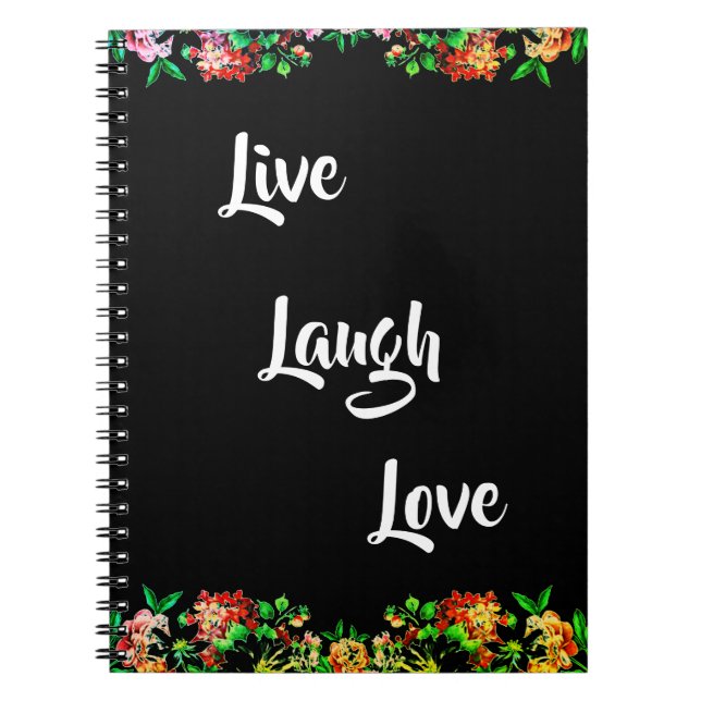 Cuaderno Rústica floral "Live, Laugh, Love" (Frente)
