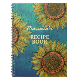Cuaderno Rústica receta Verde azulada de girasol en el país
