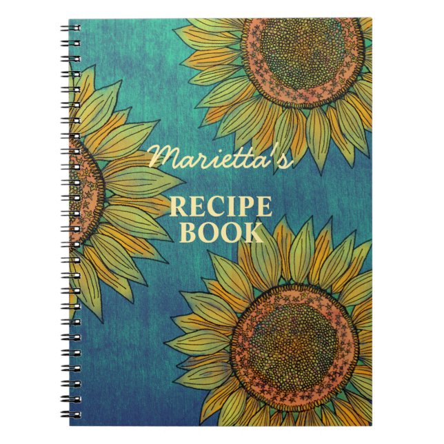 Cuaderno Rústica receta Verde azulada de girasol en el país (Frente)