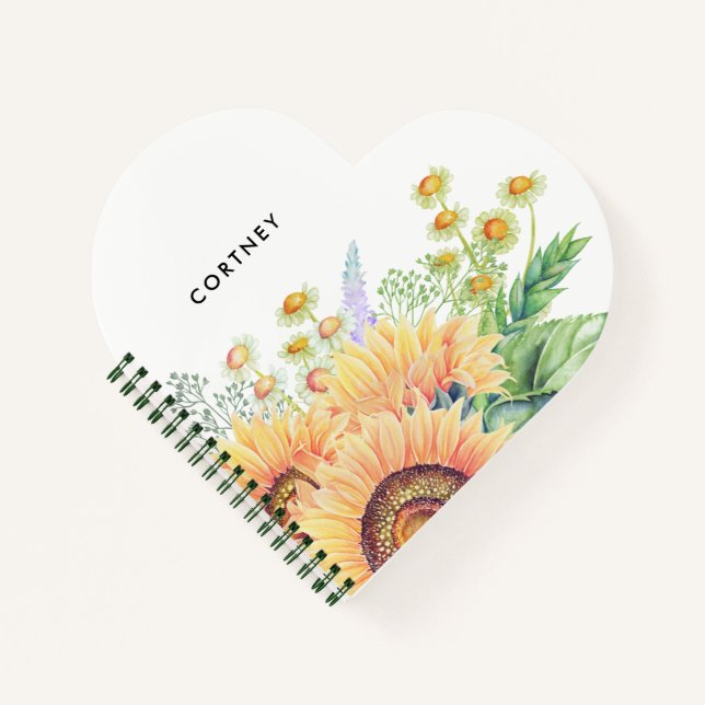 Cuaderno Rústica | Regalo de Personalizado de girasoles de  (Anverso)