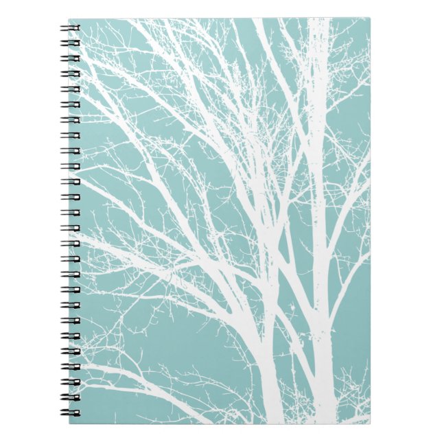 Cuaderno Rústicas ramas de árbol blanco azul (Frente)