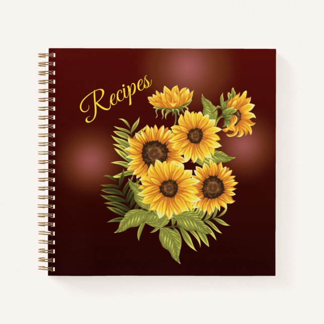 Cuaderno Rústicas recetas veraniegas de girasoles amarillos (Anverso)
