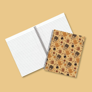 Cuaderno Rústico amor por el café - Patrón de taza y corazó