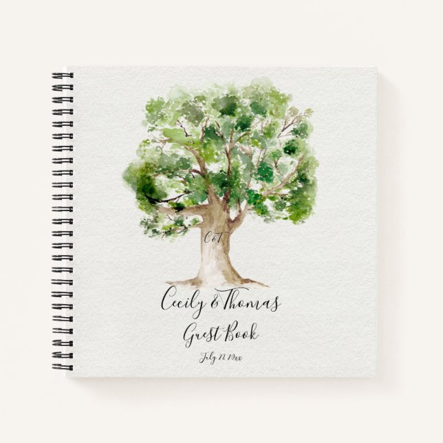Cuaderno Rústico Arboretum Oak Tree Monograma (Anverso)